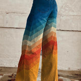 Léa - Elegantne Retro Zigzag Hlače