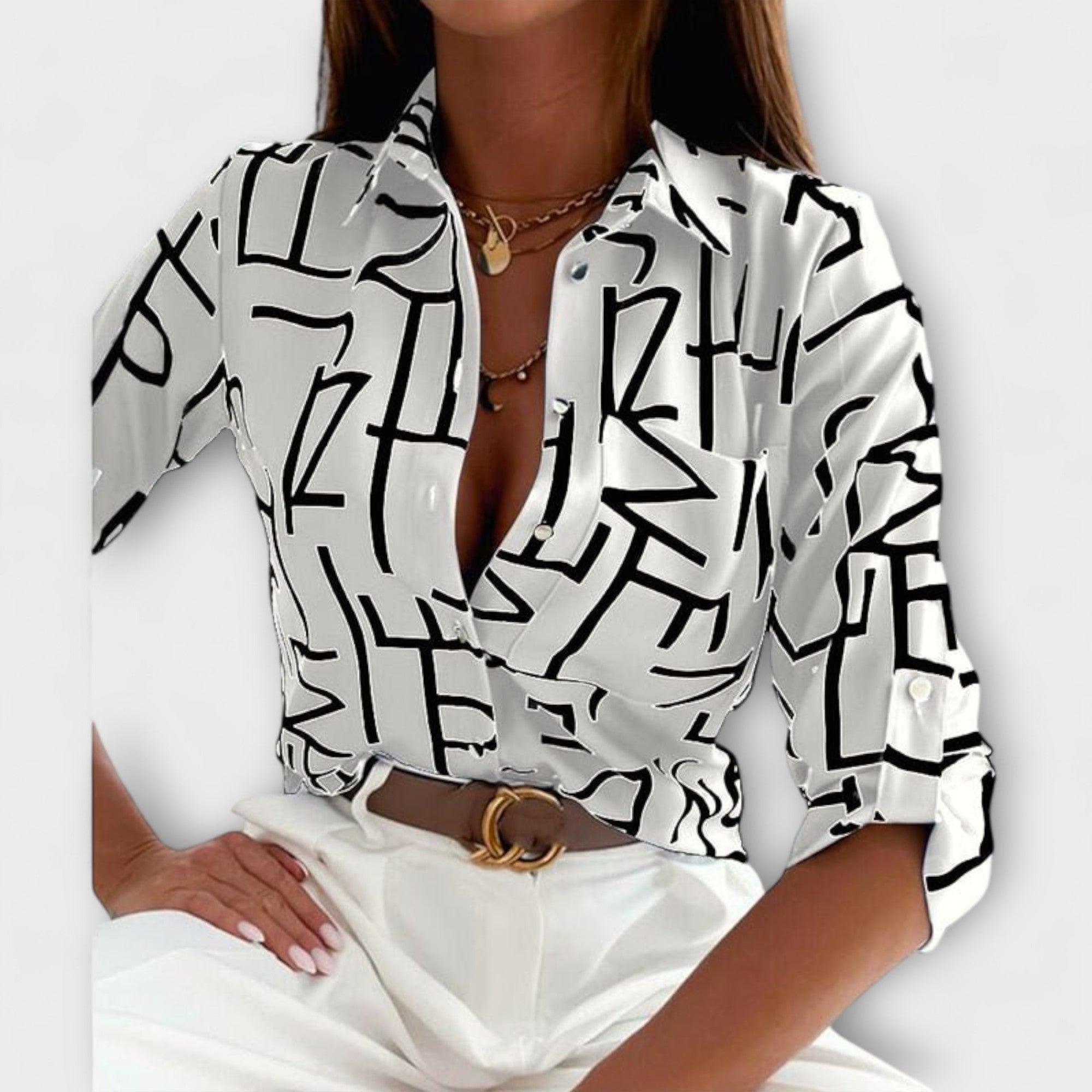 Camila – Sofisticirana Geometrijska Bluza